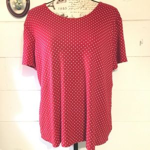 ⭐️Rebecca Malone Red w/ White Dots Top